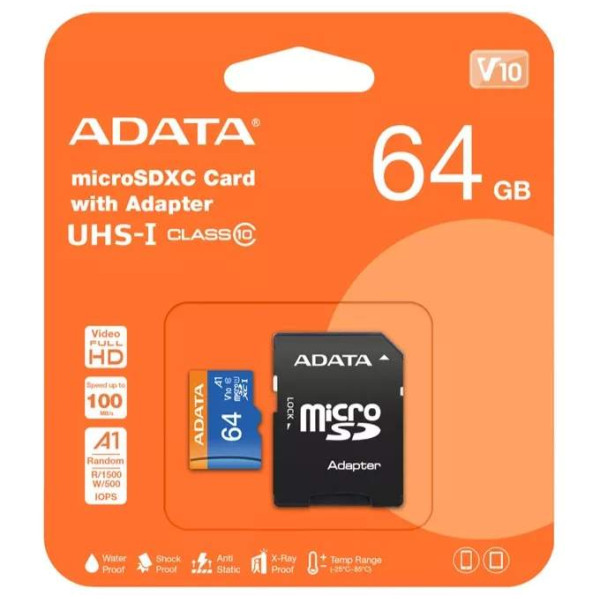 MicroSD карта памет, 80MB/s, 64GB