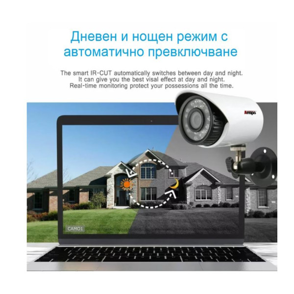 Комплект за видеонаблюдение AHD, HD, IR, 4 Камери