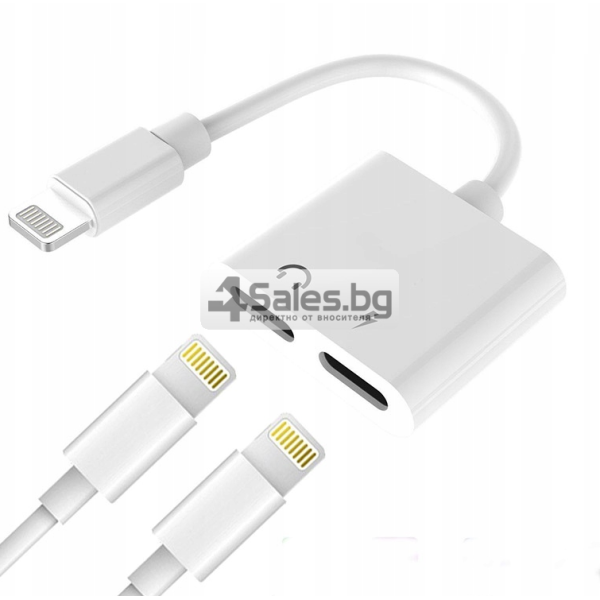 Адаптер Dual Audio & Charge Adapter, Съвместим за iPhone 7/8/X/XS/XR/11/12/13/Plus/Pro/Max CA43