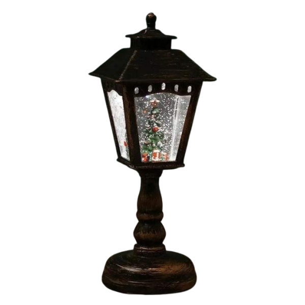 Коледен декоративен фенер с падащ сняг и светодиодно осветление 3