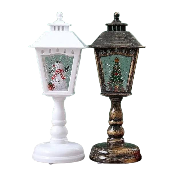 Коледен декоративен фенер с падащ сняг и светодиодно осветление