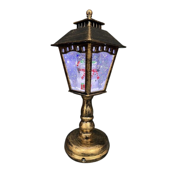 Коледен декоративен фенер с падащ сняг и светодиодно осветление 5