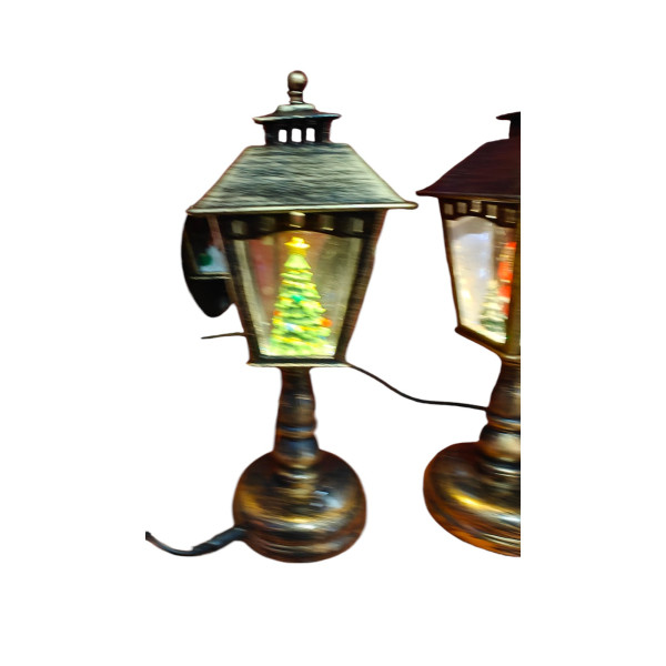 Коледен декоративен фенер с падащ сняг и светодиодно осветление 9