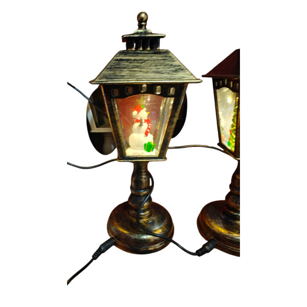 Коледен декоративен фенер с падащ сняг и светодиодно осветление