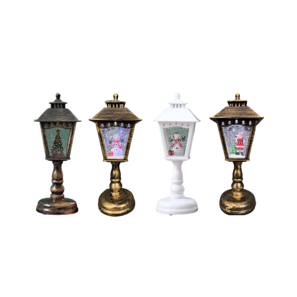 Коледен декоративен фенер с падащ сняг и светодиодно осветление 11