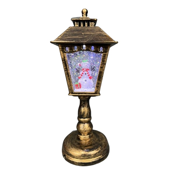 Коледен декоративен фенер с падащ сняг и светодиодно осветление