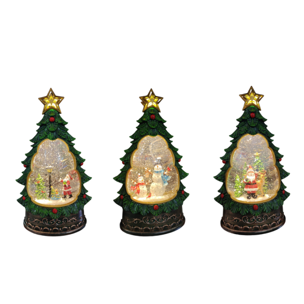 Светеща коледна елха с въртящ сняг