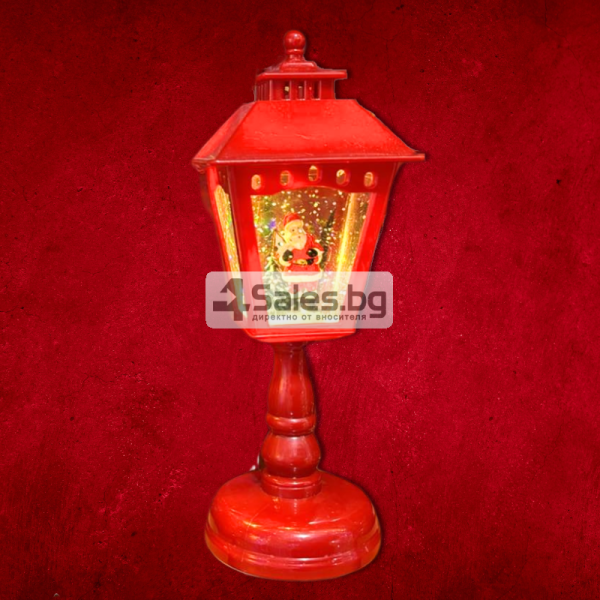 Коледен декоративен фенер с падащ сняг и светодиодно осветление 14