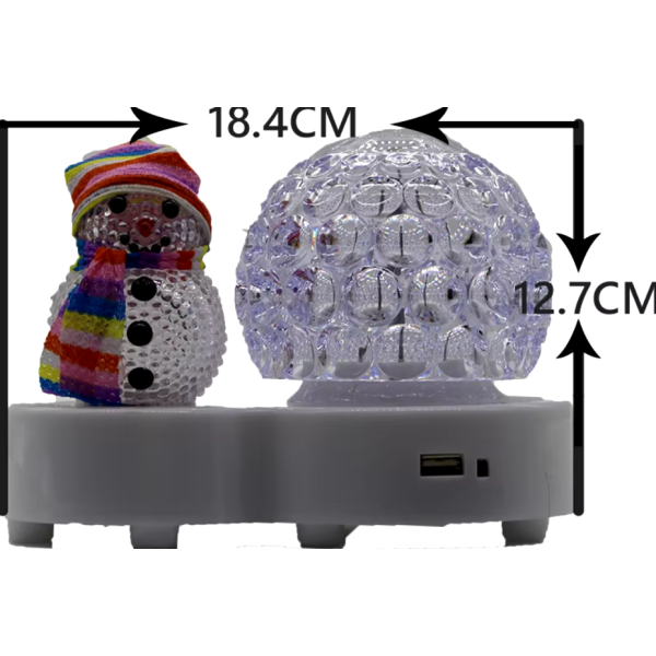 Коледна LED лампа сфера с коледна фигура на Снежен човек и многоцветна светлина 2