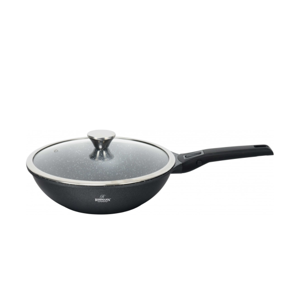 Тиган Уок с капак Bohmann BH1730-28WK, 28см. 3.4л., Лят алуминий, Подвижна дръжка, Индукция