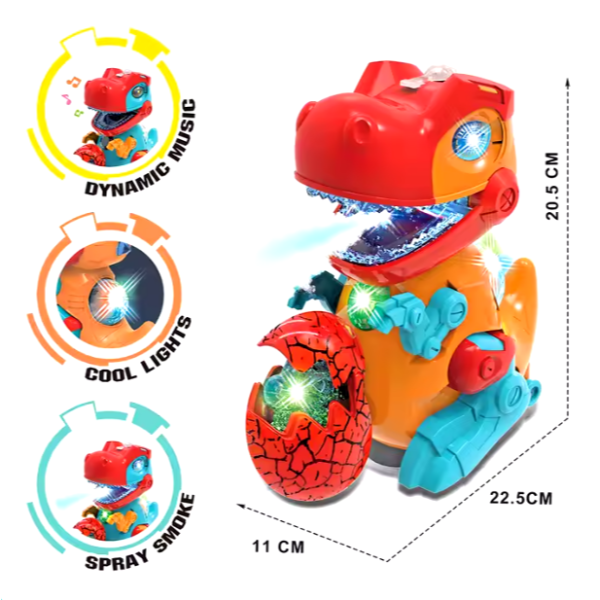 Електрическа светеща играчка динозавър с динозавърско яйце