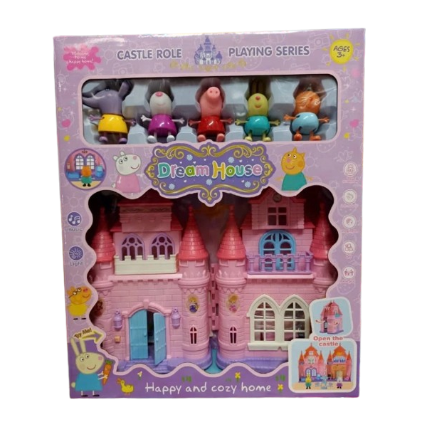 Комплект розов замък със светлини и музика Dream House Happy Cozy
