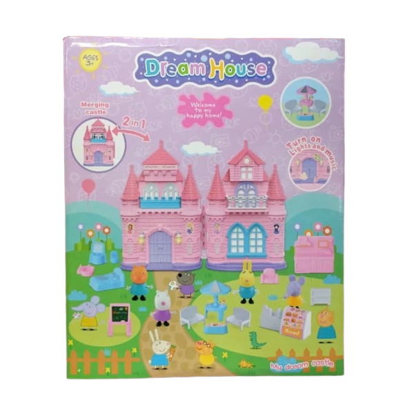 Комплект розов замък със светлини и музика Dream House Happy Cozy