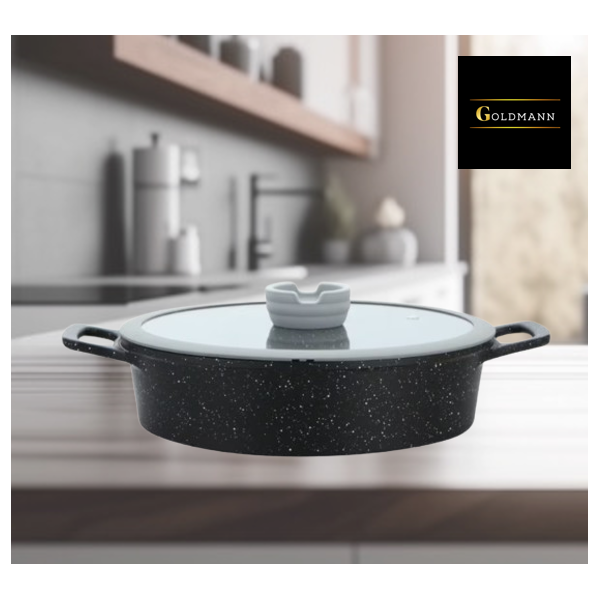 Тенджера Goldmann GM-1028, 28см.\4.5л., плитка, Лят алуминий, Индукция