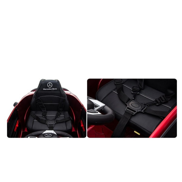 Акумулаторна кола Mercedes Benz C63 AMG 12V с меки гуми, отварящи се врати и кожена седалка 15