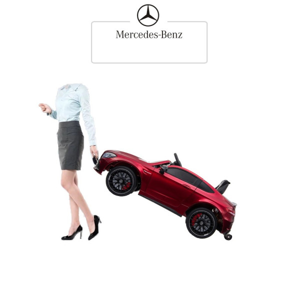 Акумулаторна кола Mercedes Benz C63 AMG 12V с меки гуми, отварящи се врати и кожена седалка 17