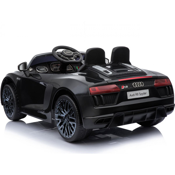 Акумулаторна кола Audi R8 Spyder с меки гуми и кожена седалка 12V