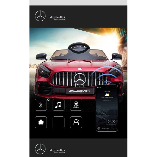 Акумулаторна кола Mercedes Benz GT R 4x4 с меки гуми и кожена седалка 12V