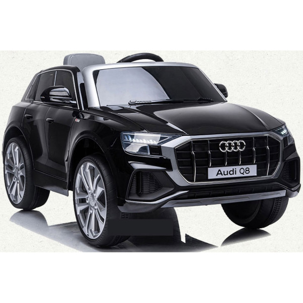 Акумулаторен джип Audi Q8 с меки гуми и кожена седалка 12V