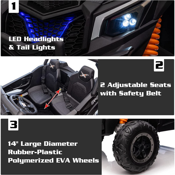 Акумулаторен джип Aokoy 4x4 UTV двуместен с меки гуми 24V