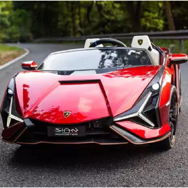 Акумулаторна двуместна кола Lamborghini Sian 24V с отварящи се врати меки гуми 4x4