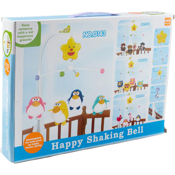 Музикална бебешка въртележка за кошарка Happy Shaking Bell