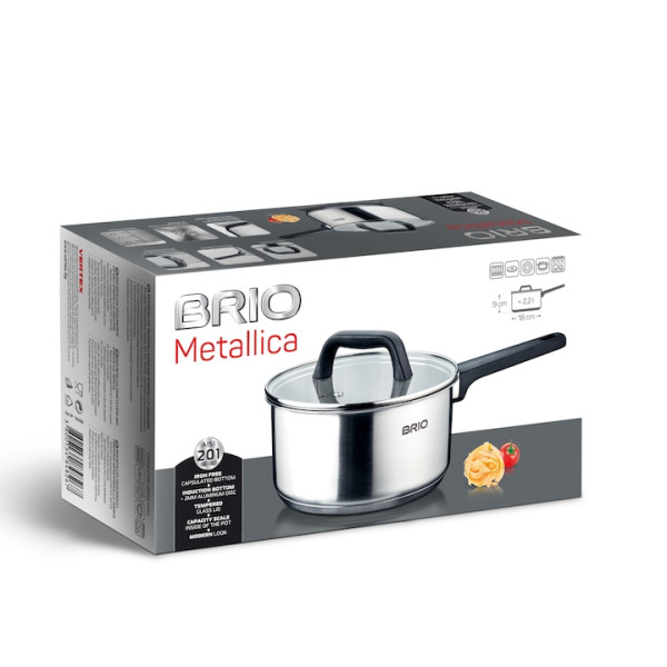 Касерола с капак Brio Metallica 2.2 л. 2 — 4sales Касерола с капак Brio Metallica 2.2 л. 2