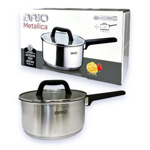Касерола с капак Brio Metallica 2.2 л. 3 — 4sales Касерола с капак Brio Metallica 2.2 л. 3