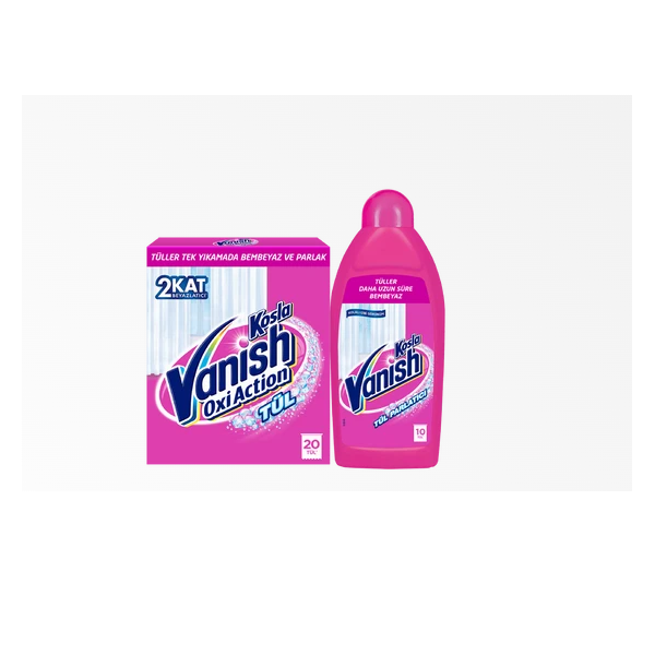 Комплект за почистване и избелване на леки тъкани Vanish Oxi Action Tül 1