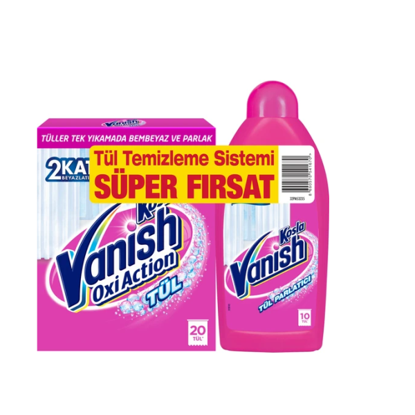 Комплект за почистване и избелване на леки тъкани Vanish Oxi Action Tül 2