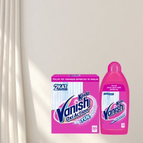 Комплект за почистване и избелване на леки тъкани Vanish Oxi Action Tül 3