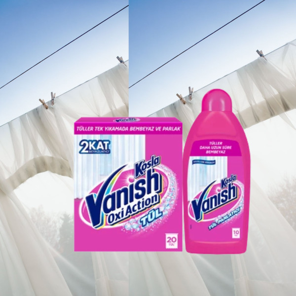 Комплект за почистване и избелване на леки тъкани Vanish Oxi Action Tül 4