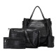 Комплект от дамски чанти в черен цвят, с кроко ефект, Bag112 1 — 4sales Комплект от дамски чанти в черен цвят, с кроко ефект, Bag112 1