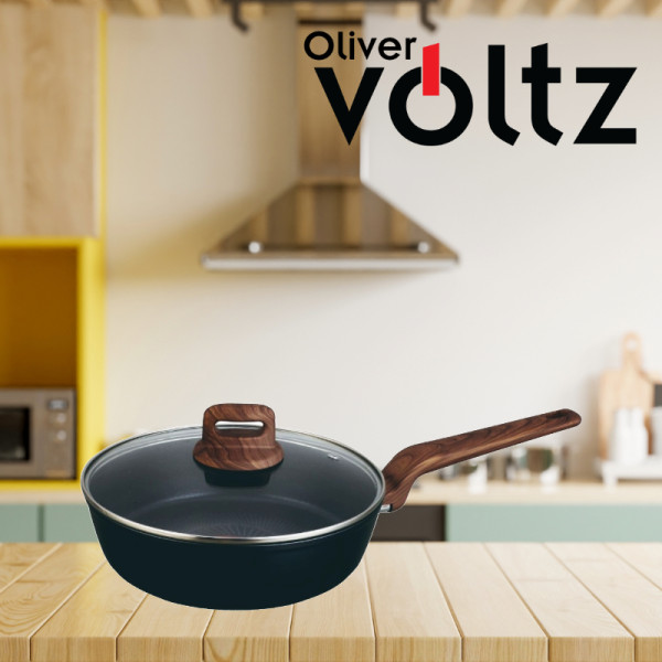Тиган с капак Voltz Paris OV54419F24CD, Дълбок, Топлинен сензор, Кован алуминий, Незалепв. покритие, Индукция 4