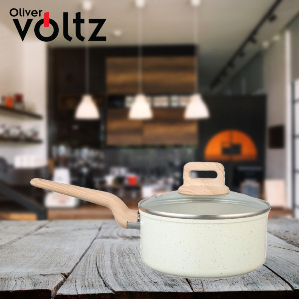 Касерола с капак Voltz Nice OV54421E18, 2.1л., Кован алуминий, Мраморно покр., Индукция 3