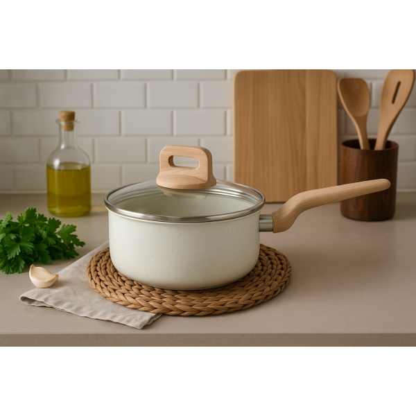 Касерола с капак Voltz Nice OV54421E18, 2.1л., Кован алуминий, Мраморно покр., Индукция 4