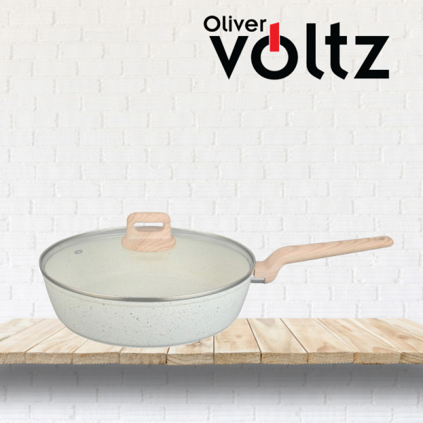 Тиган с капак Voltz Nice OV54419E24CD, OV54419E28CD, Дълбок, Кован алуминий, Мраморно покр., Индукция 2