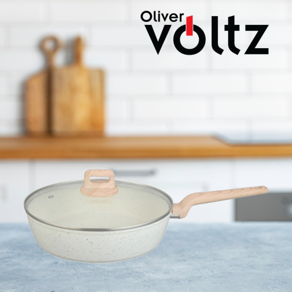 Тиган с капак Voltz Nice OV54419E24CD, OV54419E28CD, Дълбок, Кован алуминий, Мраморно покр., Индукция 3