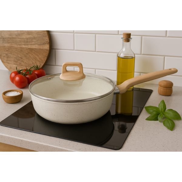 Тиган с капак Voltz Nice OV54419E24CD, OV54419E28CD, Дълбок, Кован алуминий, Мраморно покр., Индукция 4