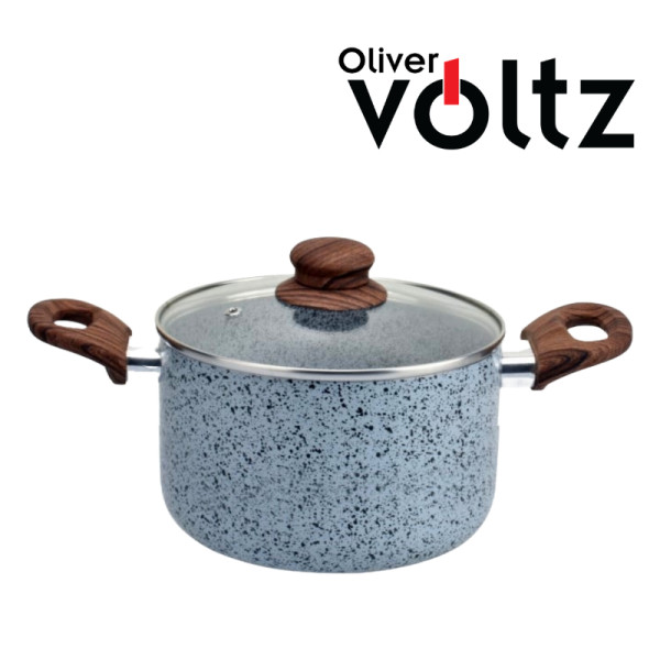 Тенджера Voltz OV51318J20D, OV51318J22D, OV51318J24D Siena, Дълбока, Мраморно каменно керамично покритие, Светло сив 3