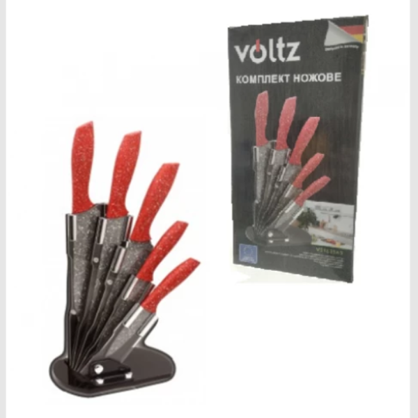 Комплект ножове Voltz OV51633J5-I5-A5-H5, 5 бр., с Акрилна поставка, Мраморно покритие, Дръжки 7