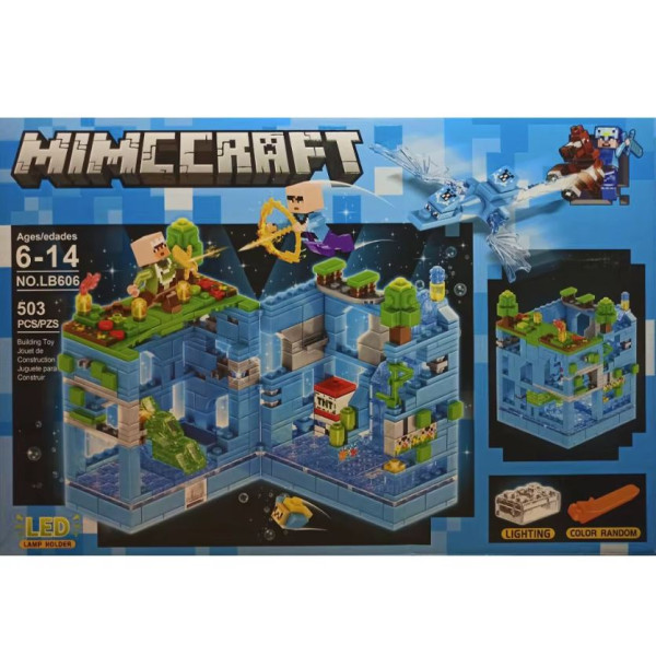 Конструктор Minecraft "Битката във водната пещера" – 503 части със светеща LED-подсветка 1