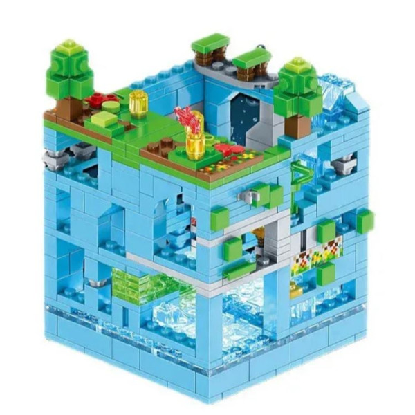 Конструктор Minecraft "Битката във водната пещера" – 503 части със светеща LED-подсветка