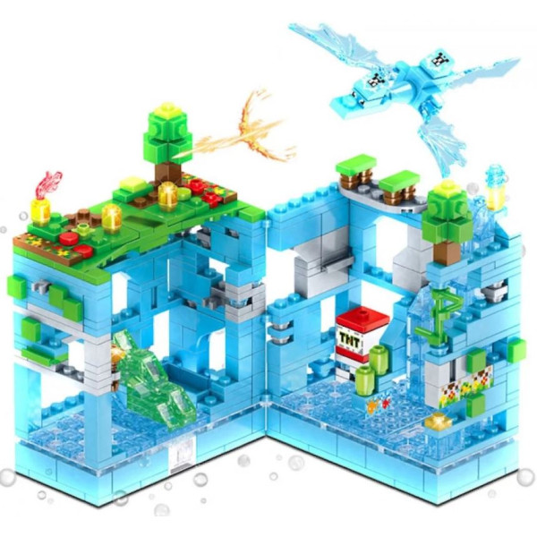 Конструктор Minecraft "Битката във водната пещера" – 503 части със светеща LED-подсветка