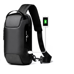 Мъжка чанта за през рамо Crossbody с USB зареждане, водоустойчива и с противокраден джоб