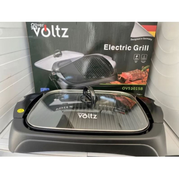 Електрическа скара Voltz OV51015B с капак, 2000W, плоча с 2 зони на печене, черна 5