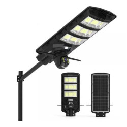 Интелигентна 2 в 1 улична соларна лампа с вградена 5MP камера – 1800W мощност, 360° покритие и нощно цветно виждане