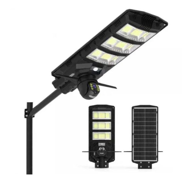 Интелигентна 2 в 1 улична соларна лампа с вградена 5MP камера – 1800W мощност, 360° покритие и нощно цветно виждане 1