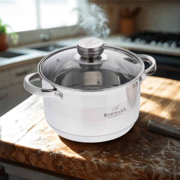 Тенджера от неръждаема стомана Bohmann BH 06-375-24/06-375-26. , с капак и термо дъно 3
