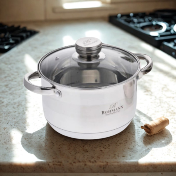 Тенджера от неръждаема стомана Bohmann BH 06-375-24/06-375-26. , с капак и термо дъно